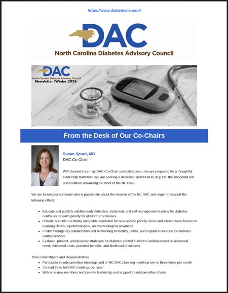 First page of the latest newsletter